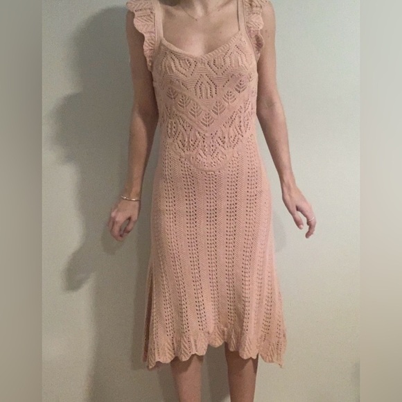 Freshman 1996|Boho knit crotchet sleeveless midi dress,Dusty rose,size large••• - Picture 11 of 11